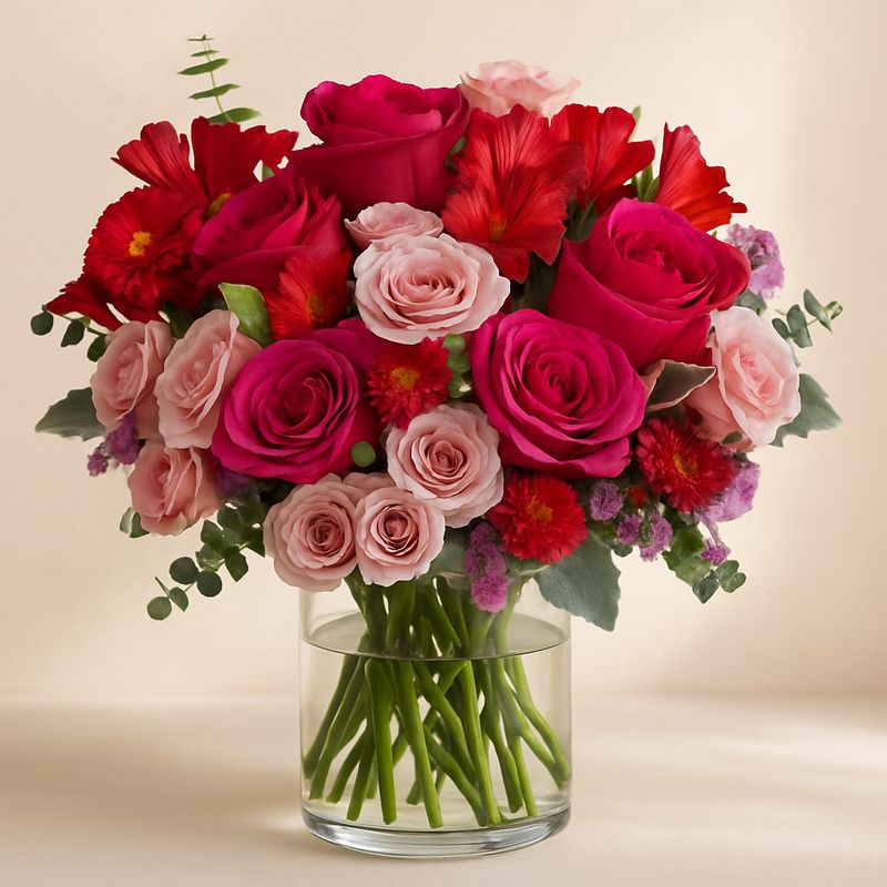 Crimson Glass Rose Display