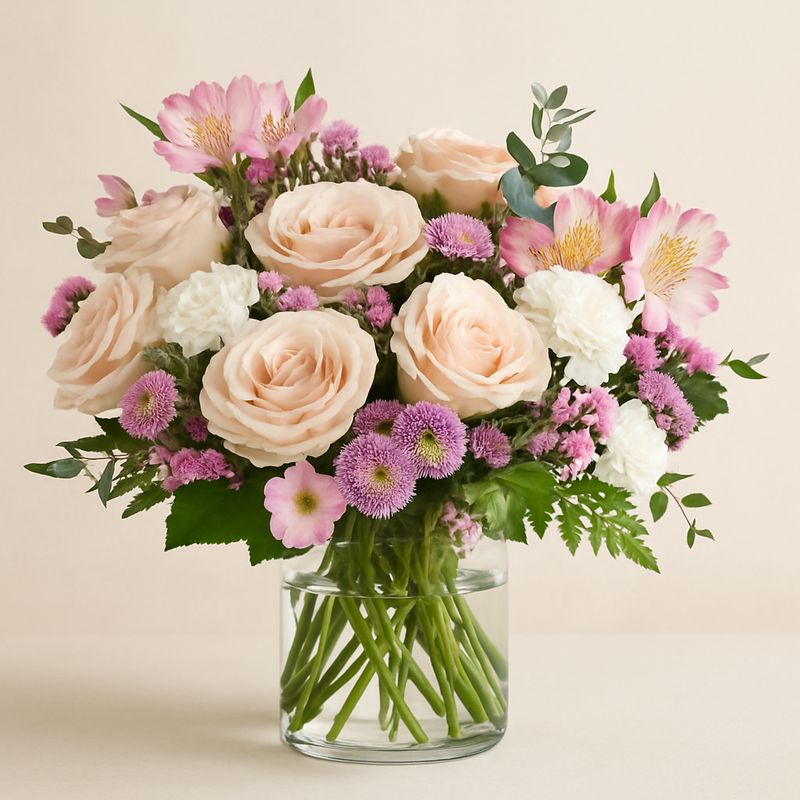 Blushing Petals Art Glass